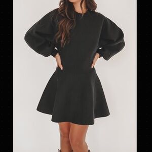 Miou Muse Sweater Dress Long Sleeve NWT Black Mini